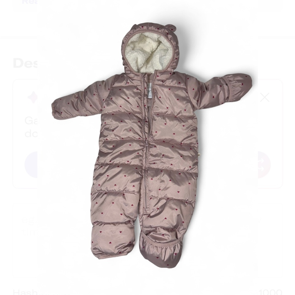 GAP Pink Baby Snowsuit with Heart Design